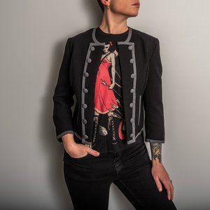 Black & Grey Military Style Blazer